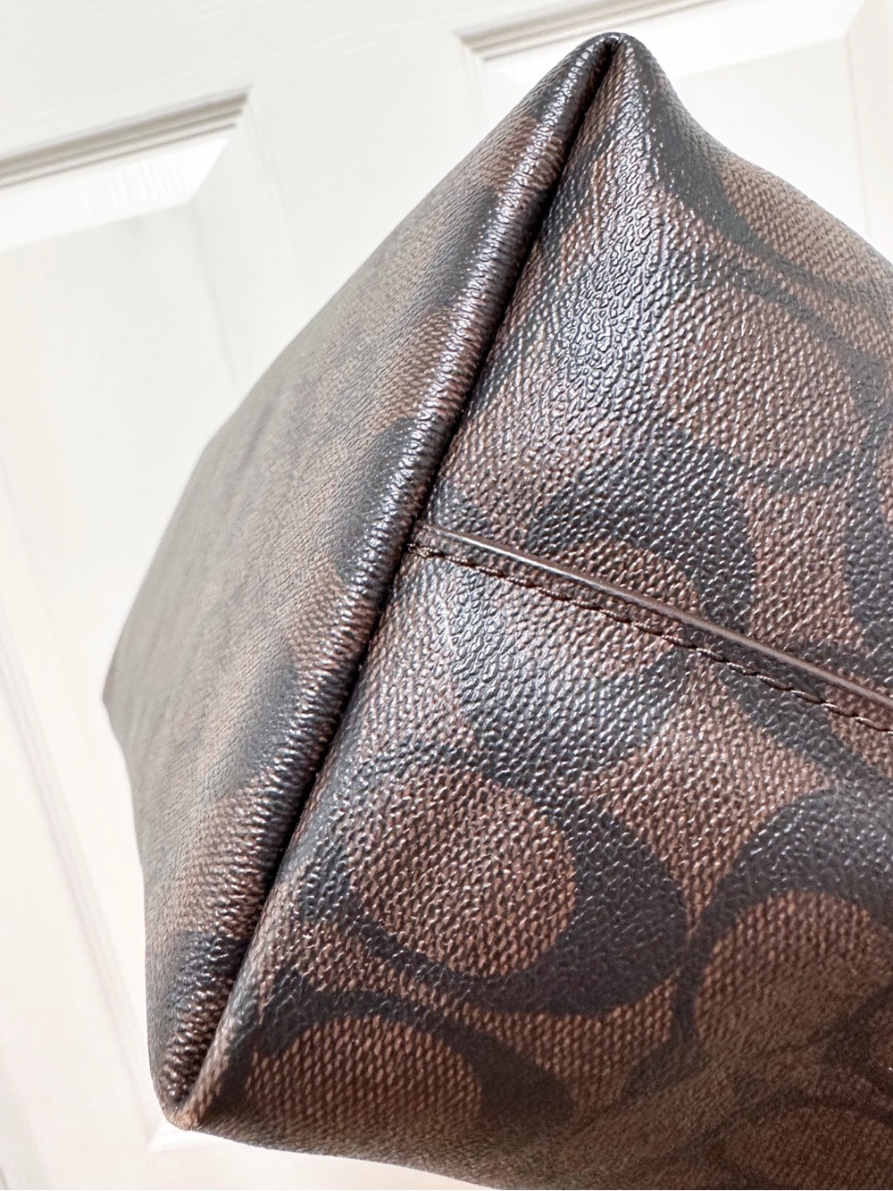 Coach Gallery Tote Bag Signature Coated Canvas Brown Crimson Red 79609 - Picture 15 of 16